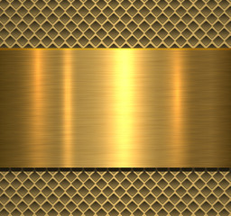 Metallic background gold polished texture over perforated background