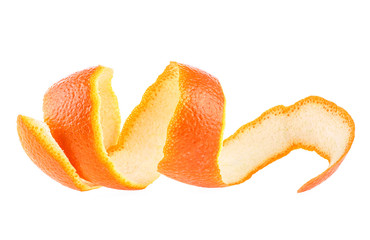 Juicy fresh orange peel isolated on white background, Vitamine C.