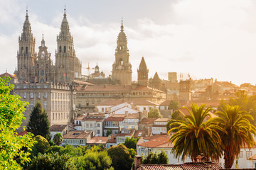 Santiago de Compostela, Cathedral at sunrise. Galicia, Spain - obrazy, fototapety, plakaty