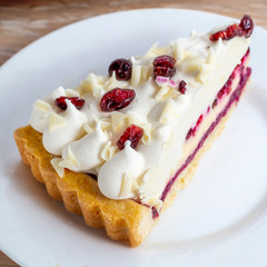 Triangle cake dessert slice on the plate