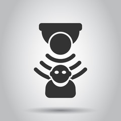 Motion sensor icon in flat style. Sensor waves with man vector illustration on white background. People security connection business concept.