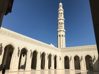 A Minaret of the Sultan Qaboos Grand Mosque in Muscat, Oman