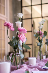 wedding decor at restaurant with all beauty flowers