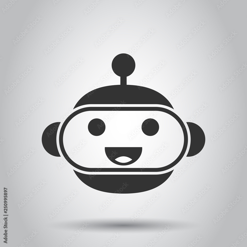 Poster cute robot chatbot icon in flat style. bot operator vector illustration on white background. smart c