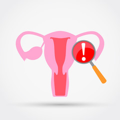 Attention.Pain in uterus. Vector illustration flat design