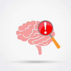 Attention.Pain in brain. Vector illustration flat design