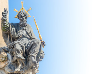 Column of the Holy Trinity, Figure of Saint with cross, Prague, Czech Republic
