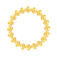 Watercolor yellow wallflower wreath isolated on a blank background