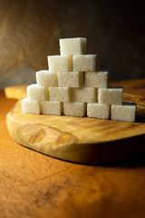White refined sugar on the table