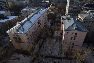 landscape on the old city panel buildings