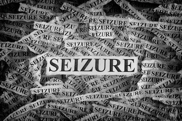 Torn pieces of paper with the words Seizure