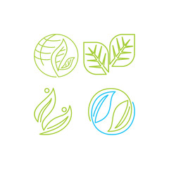 Leaf Logo Design Vector Template Set