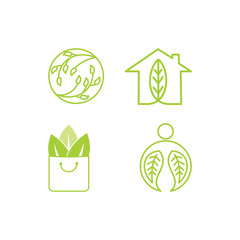 Leaf Logo Design Vector Template Set