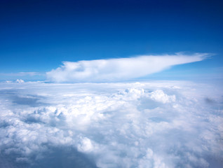 Fototapeta na wymiar Airplane and blue sky. 