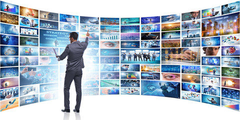 Concept of streaming video with businessman