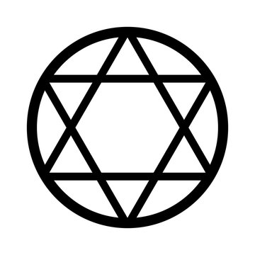 Hexagram with a lotus encompassed with a circle. Multicultural