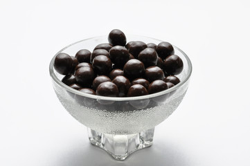 Tasty chocolate balls isolated on a white background