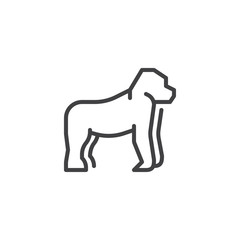 Gorilla side view line icon. linear style sign for mobile concept and web design. Monkey standing outline vector icon. Symbol, logo illustration. Pixel perfect vector graphics