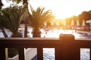 Desk of free space and summer susnet time. 