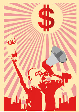 Illustration Of Capitalist In Propaganda Style