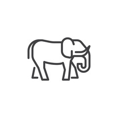 Elephant side view line icon. linear style sign for mobile concept and web design. Elephant stand outline vector icon. Wild  animals symbol, logo illustration. Pixel perfect vector graphics