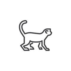 Monkey side view line icon. linear style sign for mobile concept and web design. Marmoset monkey outline vector icon. Wild animal symbol, logo illustration. Pixel perfect vector graphics