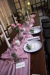 Luxury decorated with flowers celebration hall in palace room