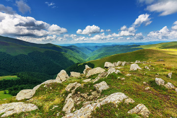 A wonderful summer vacation with fantastic landscapes in the Ukrainian Carpathians on the Borzhava ridge, with a dramatic storm and a traveling girl.