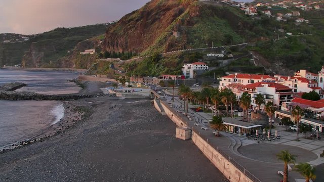 Ribeira Brava, Madeira. Small city on the south of Madeira. Beach in the warm sunlight.