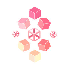 Creative geometric cube, geometry minimalistic artwork poster with figure. Abstract vector pattern design for web banner, business presentation. White background.