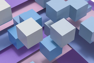 Colorful paper shape, 3d rendering