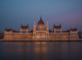 Fototapeta na wymiar Hungarian Parliament in Budapest After Sunset