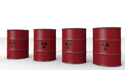 red barrels of radioactive waste - 3D Illustration