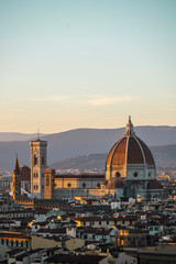 Obraz premium Duomo Santa Maria Del Fiore and Bargello in the afternoon from Piazzale Michelangelo in Florence, Tuscany, Italy
