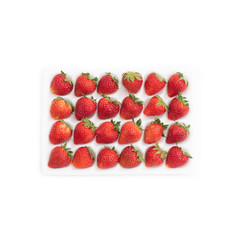 Premium Strawberry in polystyrene foam tray isolate on white background