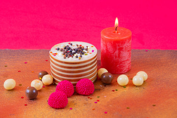 white and dark timbale chocolate filled with coconut cream