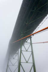 Halifax and Dartmouth's Macdonald bridge  on a foggy day.