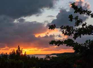 Sunset on Turks and Caicos Islands.  Bahamas.