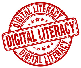 digital literacy red grunge stamp