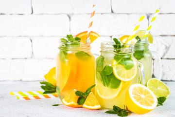Lemonade, mojito and orange lemonade.