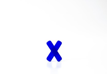 Obraz premium Blue plastic letter X isolated on white background.