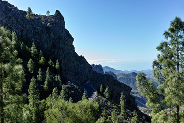 Gran Canaria island mountains landscape, view from highest peak Pico de las Nieves
