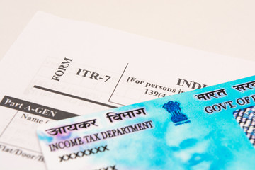 New Indian ITR-6 Income tax Form with PAN or Permanent Account Number on isolated background