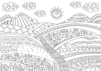 fancy landscape for your coloring page