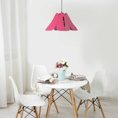 Composition of furniture and lamp on a light background	