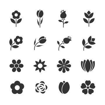 Vector set of flowers icons.