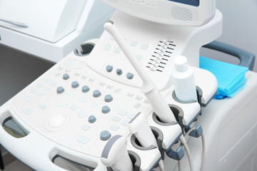 Modern ultrasound machine, closeup view. Diagnostic equipment