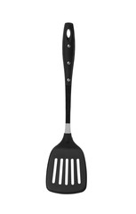 Slotted turner on white background. Kitchen utensils