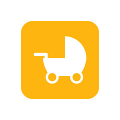 Pram. Flat icon or object, baby things. Motherhood and childhood. Illustration