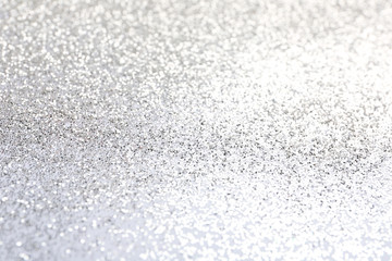 Closeup view of sparkling silver glitter background